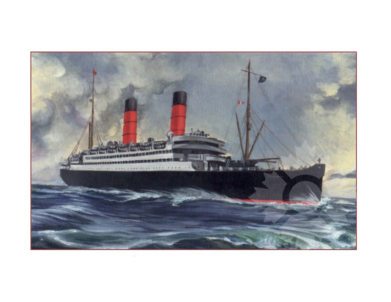 Colored photo of the ship Caronia (RMS)