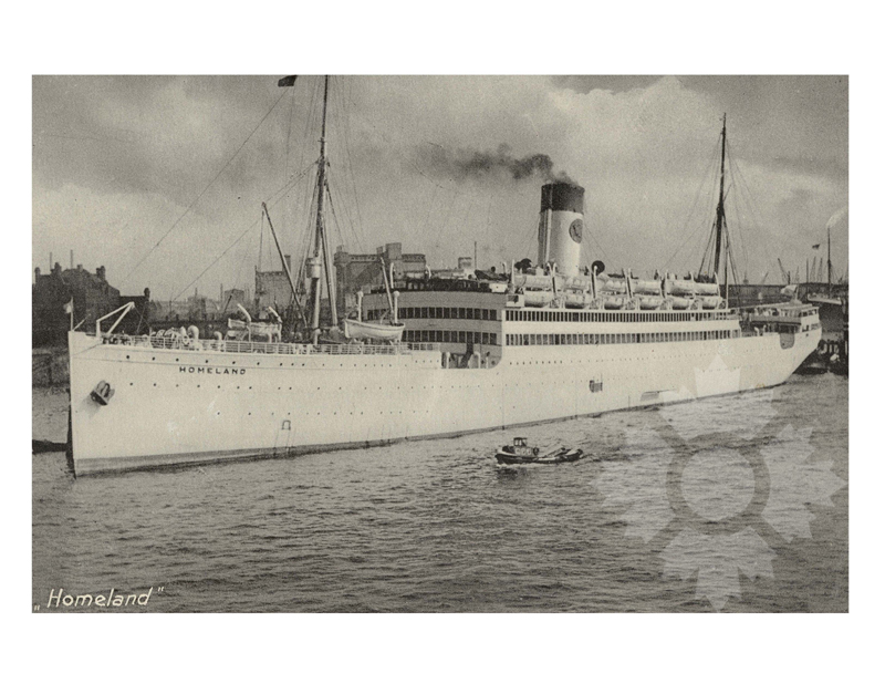 Black and white photo of the ship Homeland (SS) (1951-1955)