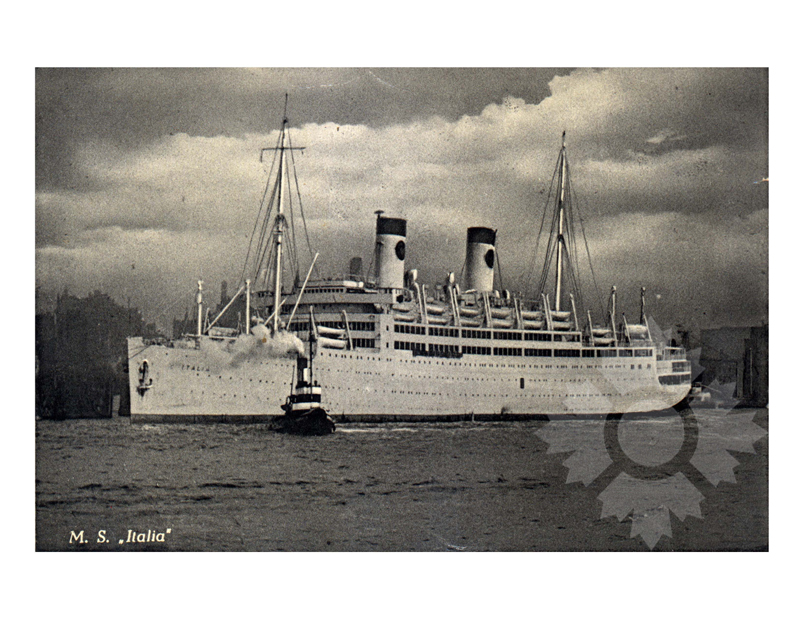 Black and white photo of the ship Italia (MS) (1948-1964)