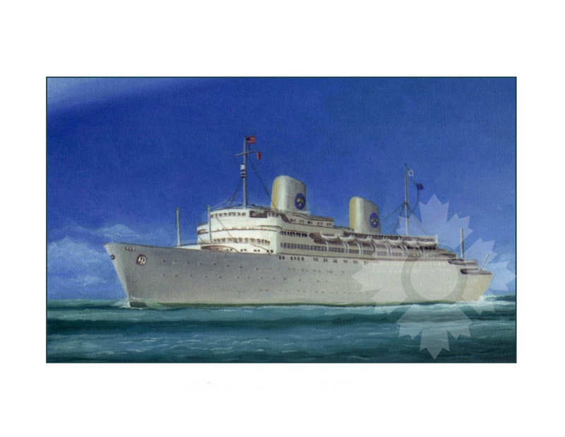 Colored photo of ship Kungsholm III (MS) (1952-1965)