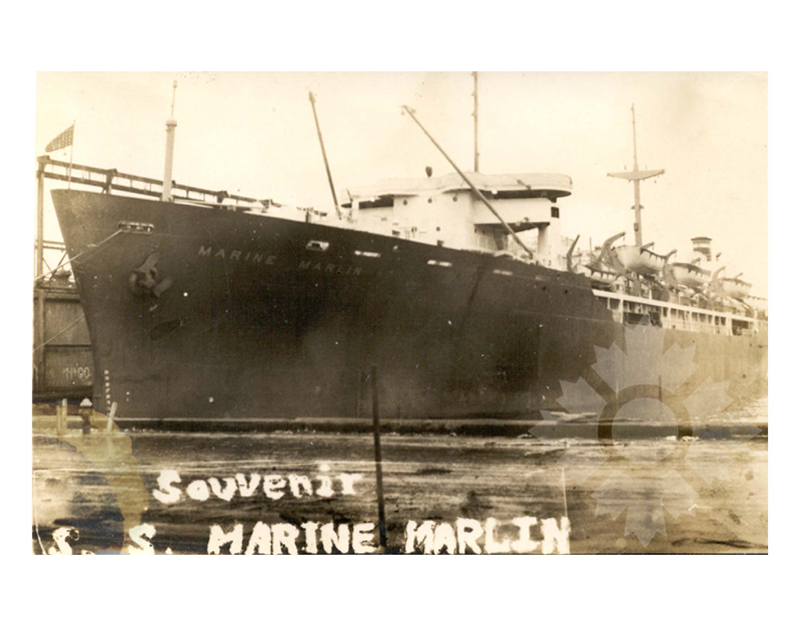 Black and white photo of the ship marine marlin (USAT) (1945-1965)
