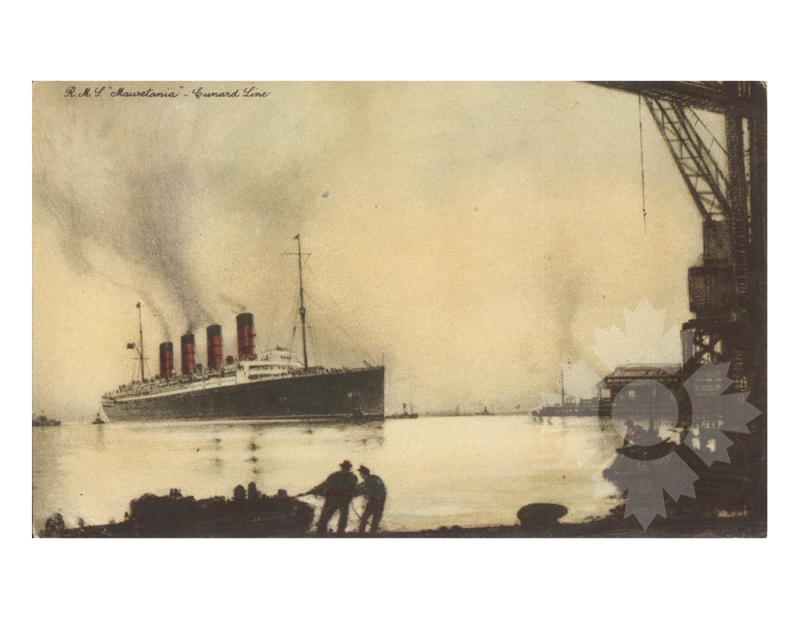 Black and white photo of the ship Mauretania I (RMS) (1906-1935)