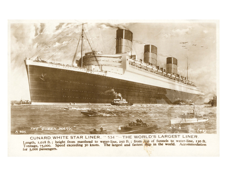 Black and Photo of Ship Queen Mary (RMS) (1936-1967)