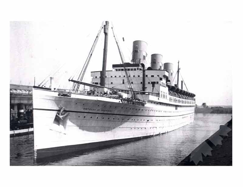 Black and white photo of the ship Empress of Scotland II (RMS) (1942-1958)