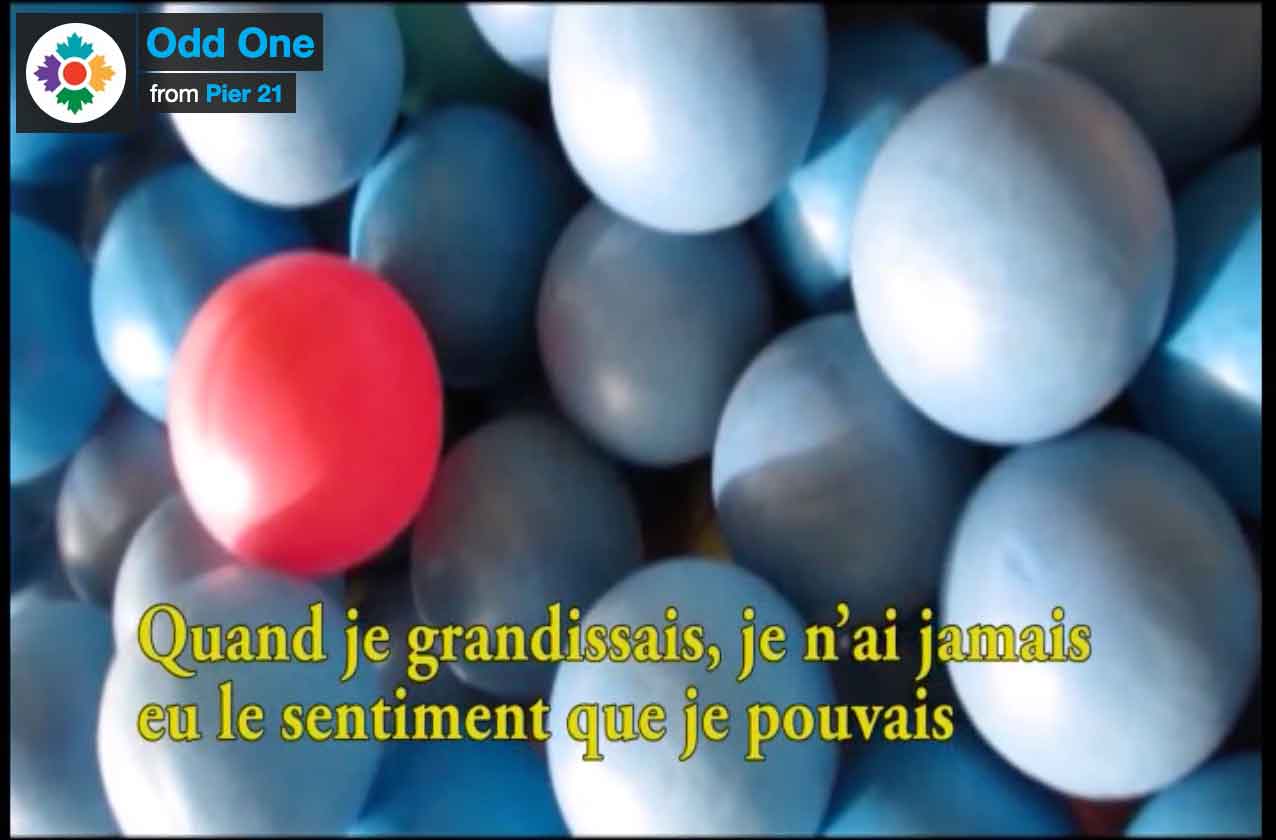 One red ball among many white balls.