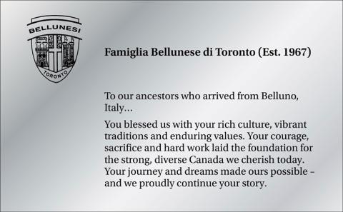 Shiny silver plaque with a crest and text.