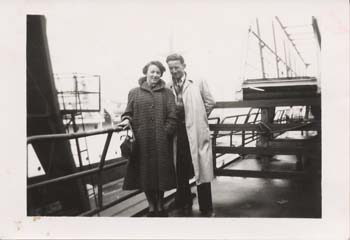 Ben and sister leaning on the rail at Rotterdam dock.