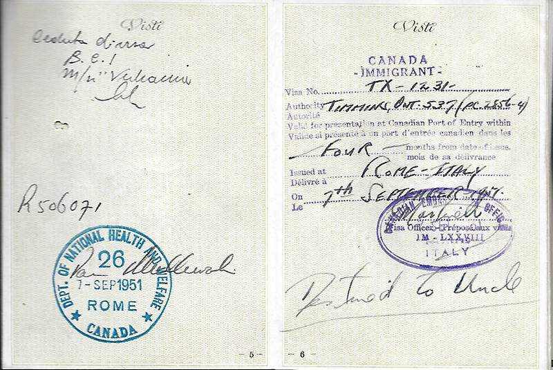 Page 5 and 6 with details of traveller and stamps.