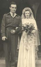 Young Clatence and Joan on the day of their wedding.