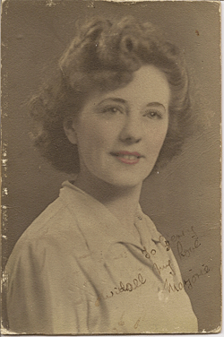 Portrait of a younger Marjorie, with an inscription by her in the corner.