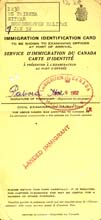 Immigration Identification Card.