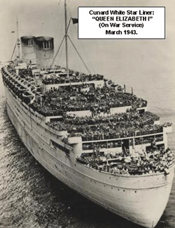 Photograph of a boat with insert Cunard White Star Liner: Queen Elizabeth I.